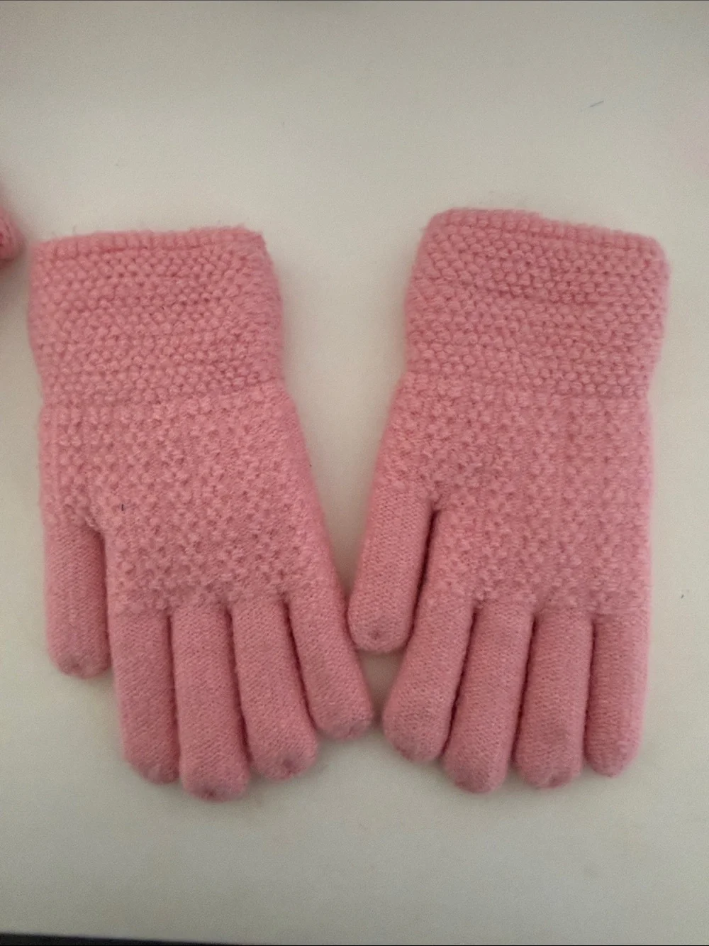 Kids Pink Knit Beanie, Scarf & Gloves Set